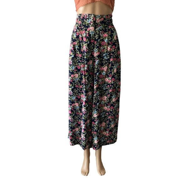 Vintage Athentico Forenza Wide Leg Floral Cropped Pants Size L - Picture 1 of 10